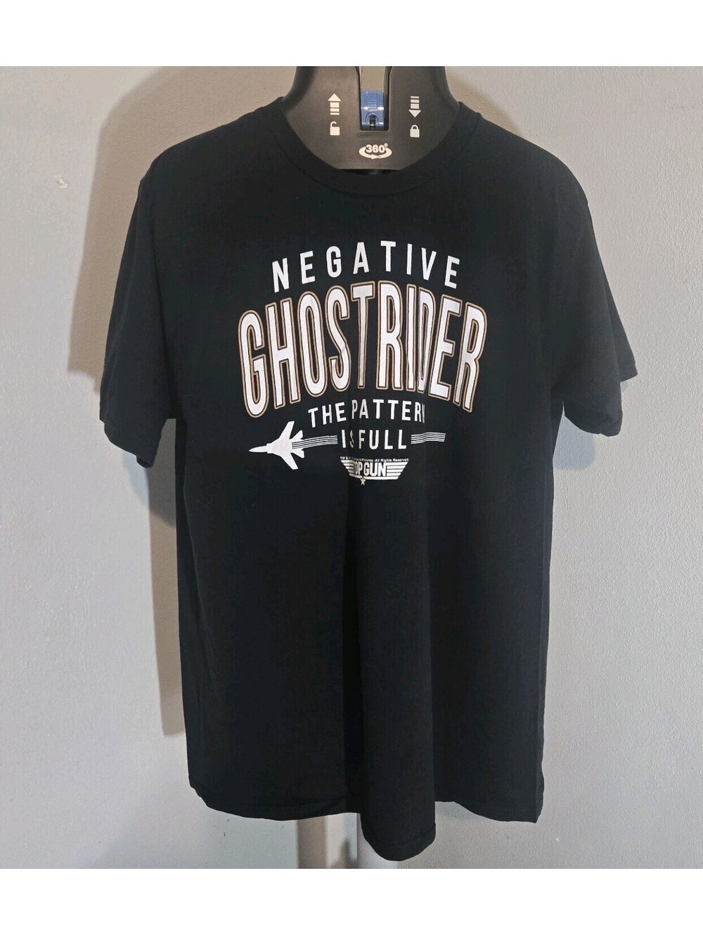 Top Gun Men’s L Black Negative Ghost Rider, The Pattern Is Full T Shirt